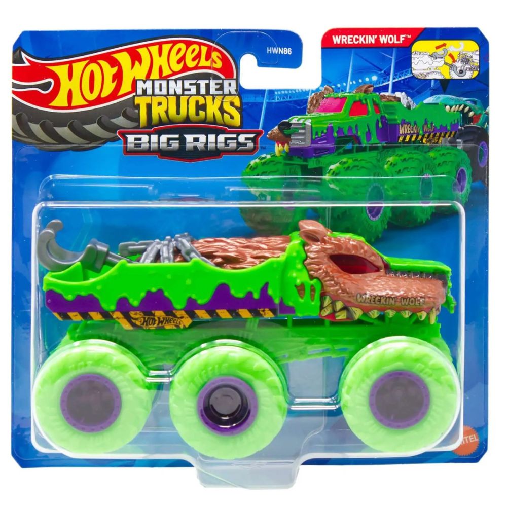 Количка Hot Wheels Monster Truck, Big Rigs, Wreckin Wolf, JHY76