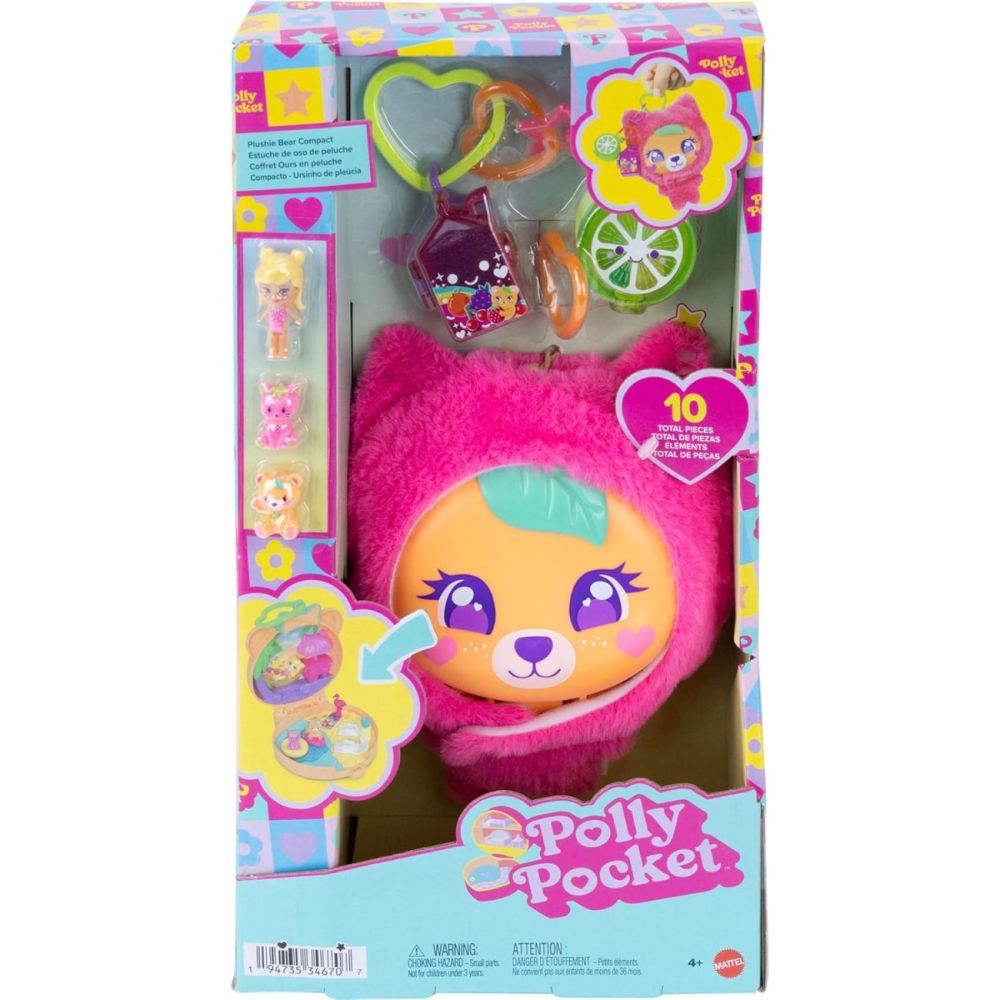 Комплект за игра с кукла Polly Pocket, Plushie Bear Compact, JKC79