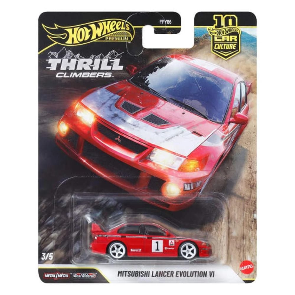 Метална кола, Hot Wheels Premium, Car Culture, Thrill Climbers, Mitsubishi Lancer Evolution VI, JKF19