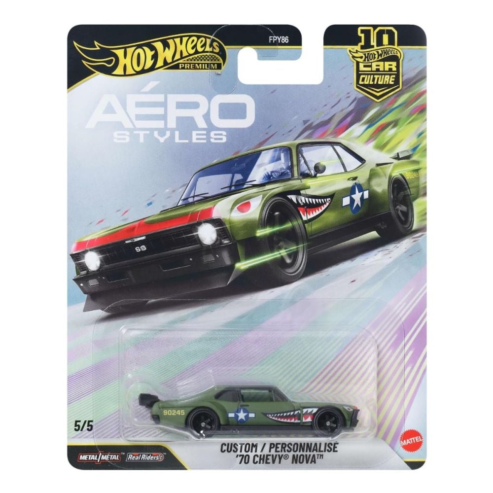 Метална количка, Hot Wheels Premium, Car Culture, Aero Styles, Custom 70 Chevy Nova, JKF37