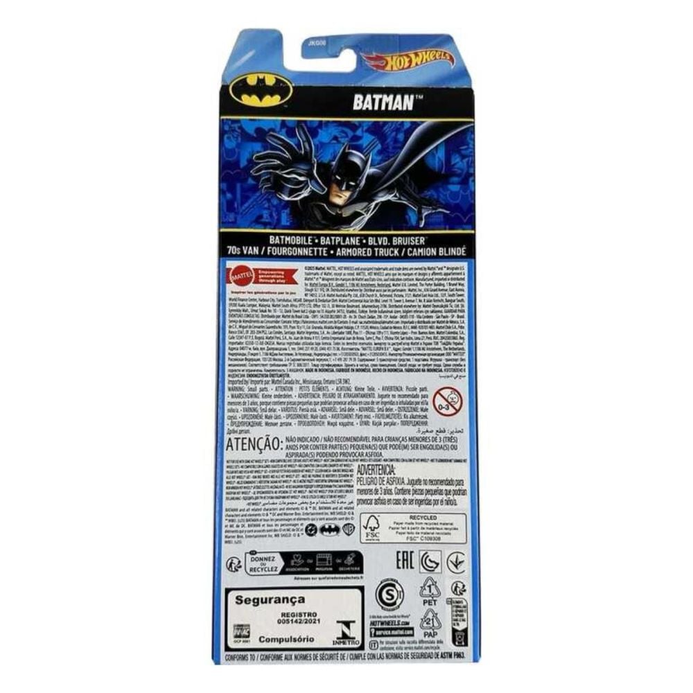 Комплект 5 колички Hot Wheels, Batman, JKG08