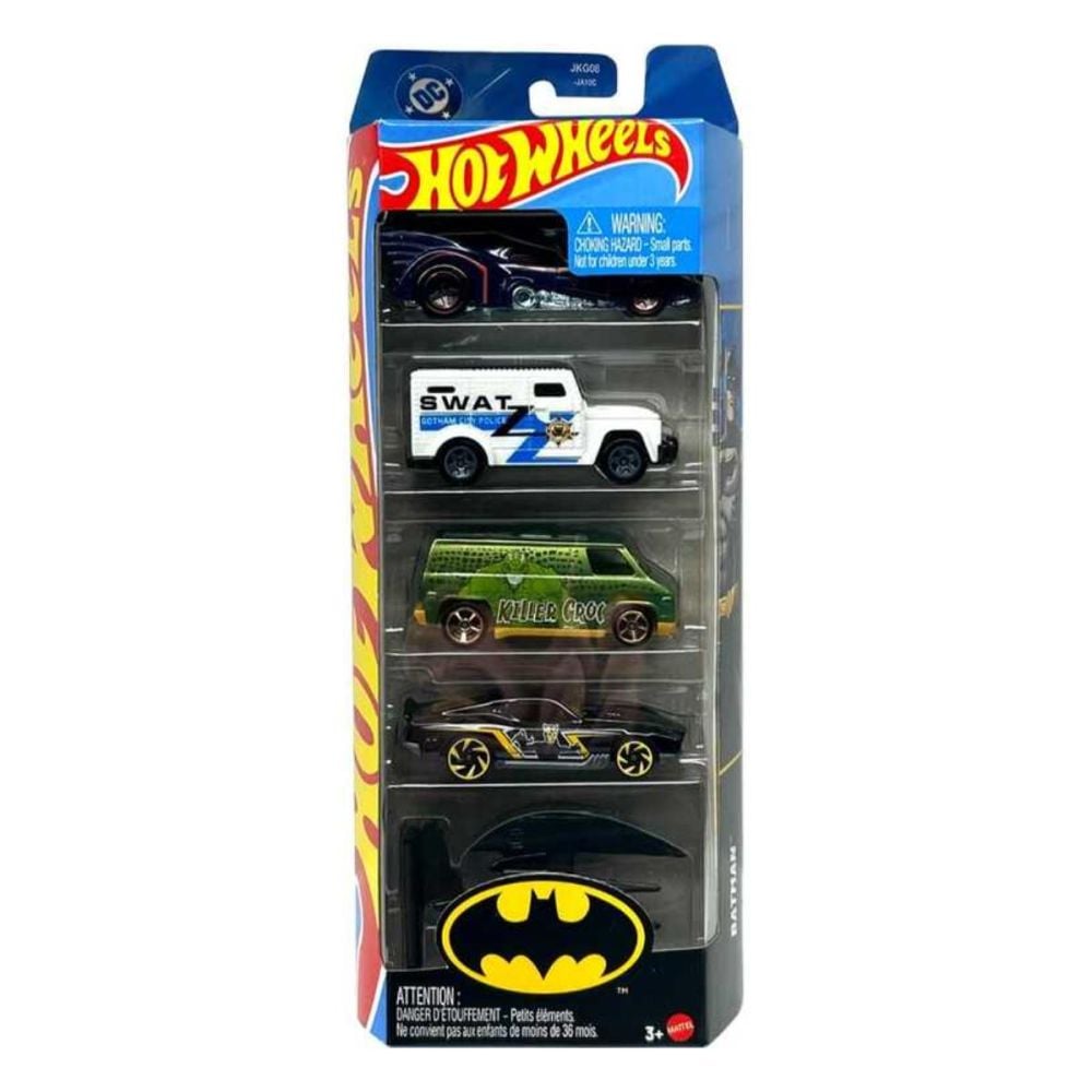 Комплект 5 колички Hot Wheels, Batman, JKG08