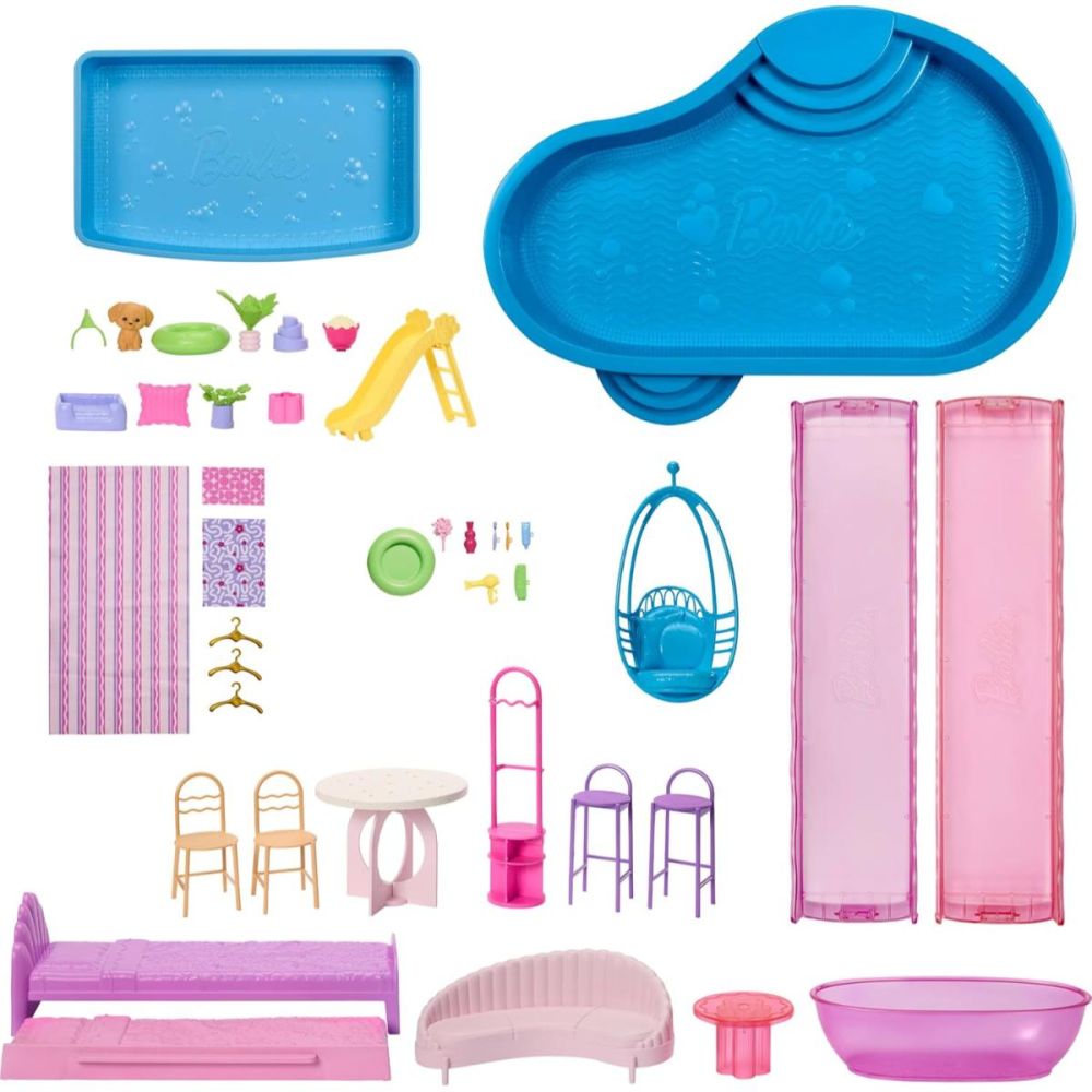 Комплект къща за кукли Barbie Dream Land, Dreamhouse, 65 части, JKG84