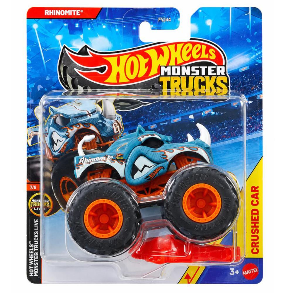 Количка Hot Wheels, Monster Truck, Crushed Car, Rhinomite, JKJ96