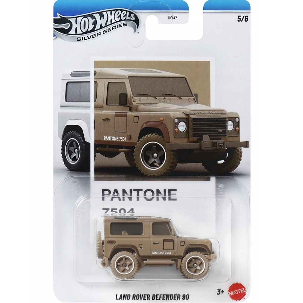 Метална кола, Hot Wheels, Silver Series, Pantone 7504, Land Rover Defender 90, JKY62
