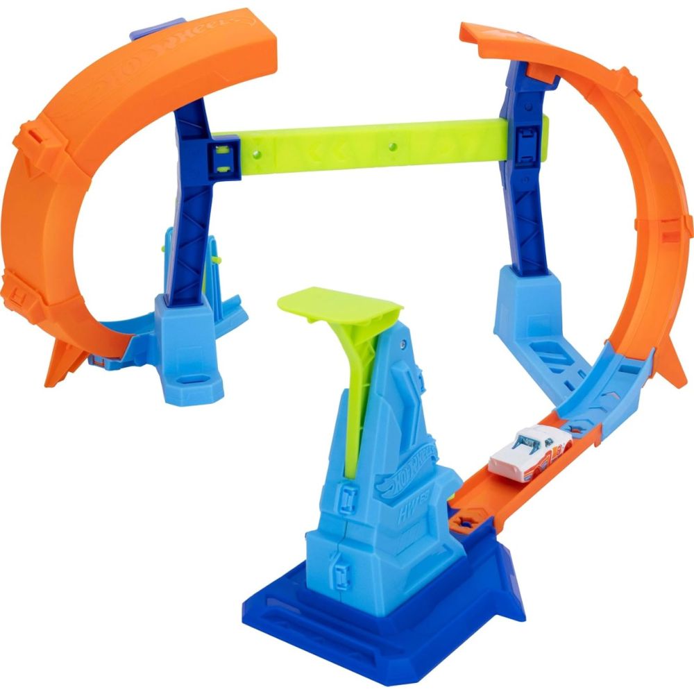 Комплект за игра с количка, Hot Wheels, Stunt Tracks, Corkscrew Jump Champion, JLM91