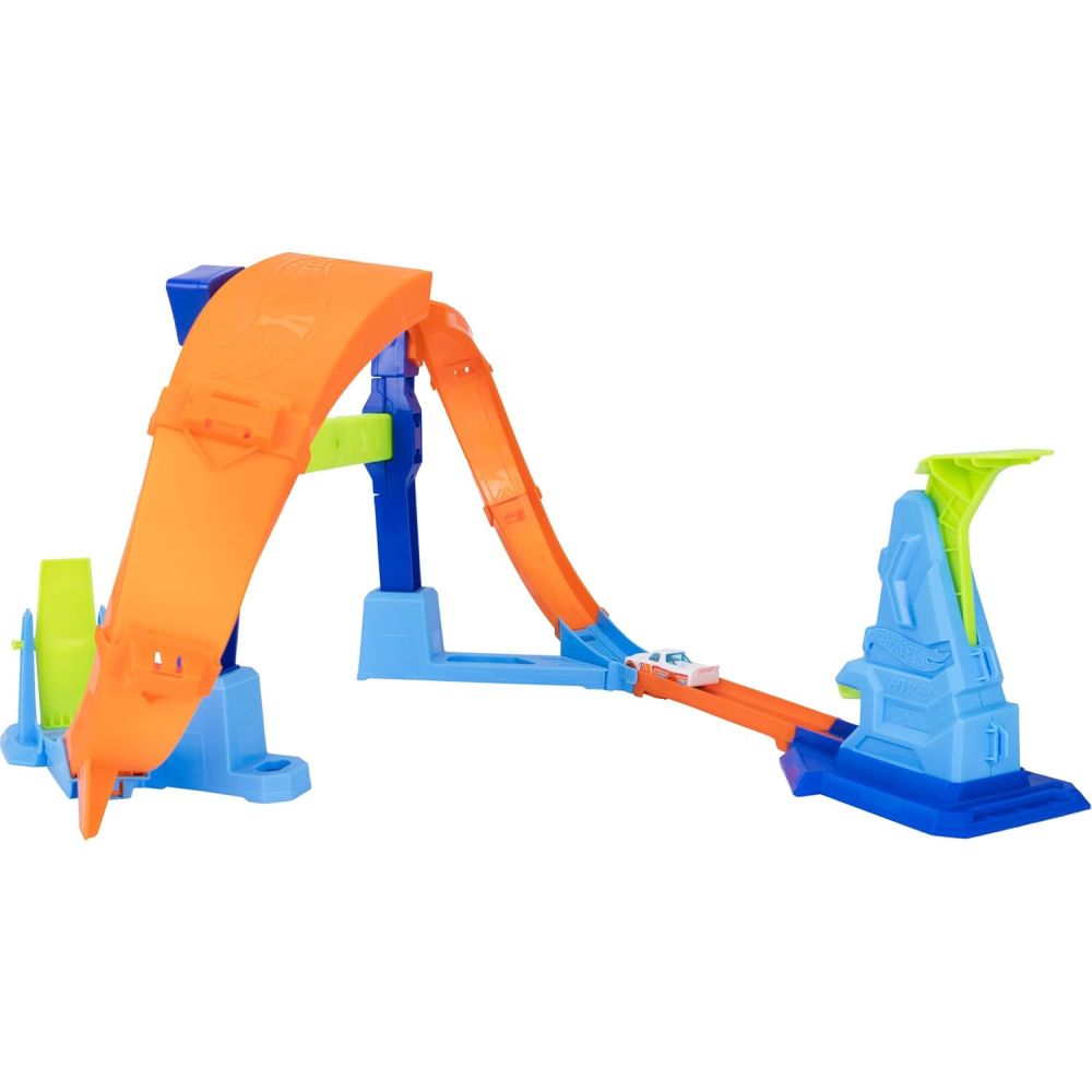 Комплект за игра с количка, Hot Wheels, Stunt Tracks, Corkscrew Jump Champion, JLM91