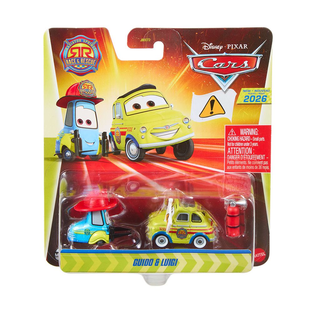 Комплект 2 колички с аксесоар, Disney Cars, Guido si Luigi, 1:55, JMX75