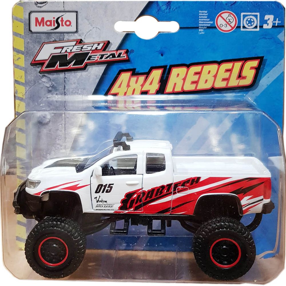 Количка Maisto Fresh Metal, 4X4 Rebels, 11 см, 1:64, Бяло/Червена
