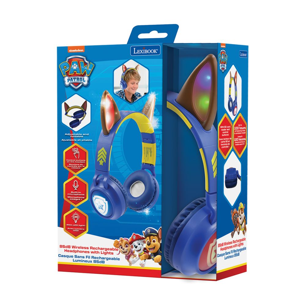 Сгъваеми слушалки 2 в 1 с ушички, Lexibook, Paw Patrol, Жак 3.5 мм, Bluetooth
