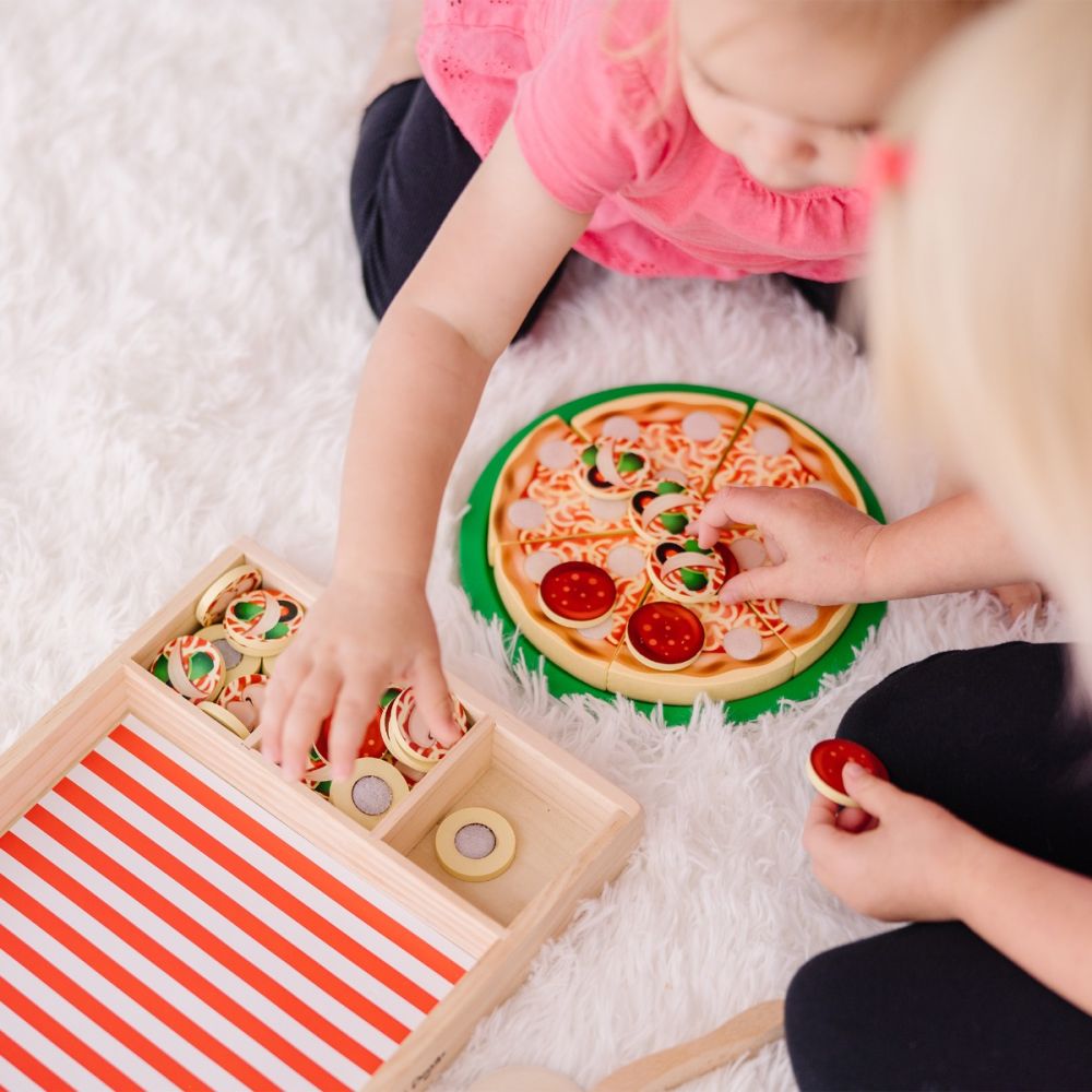 Дървен комплект за игра, Melissa & Doug, Пица Парти, 36 части, 6074863