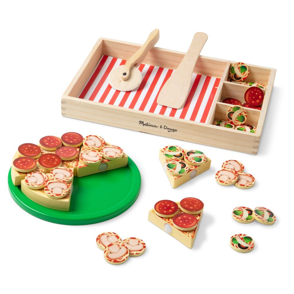 Дървен комплект за игра, Melissa & Doug, Пица Парти, 36 части, 6074863