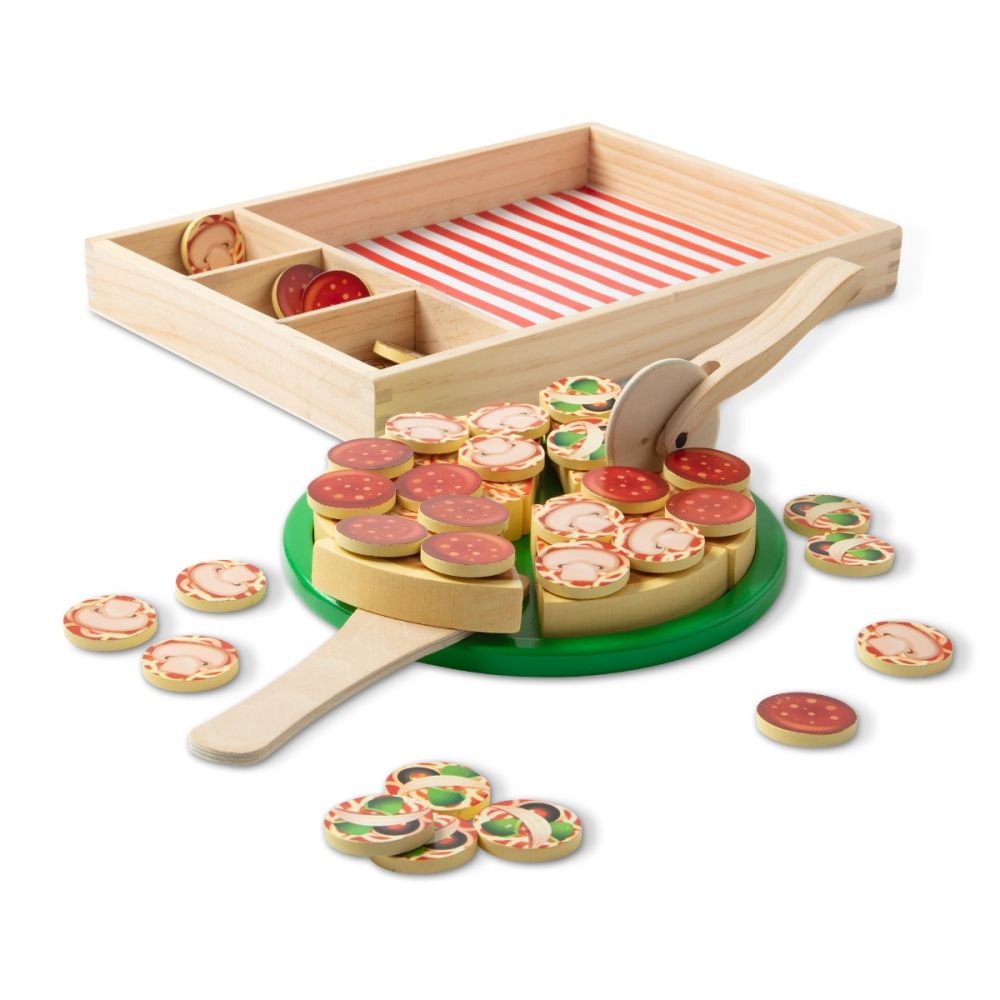 Дървен комплект за игра, Melissa & Doug, Пица Парти, 36 части, 6074863
