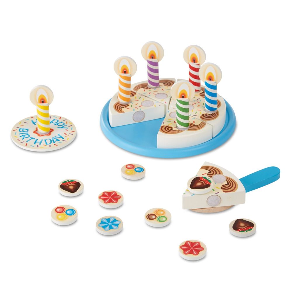 Дървен комплект за игра, Melissa & Doug, Празнична торта, 34 части, 6074876