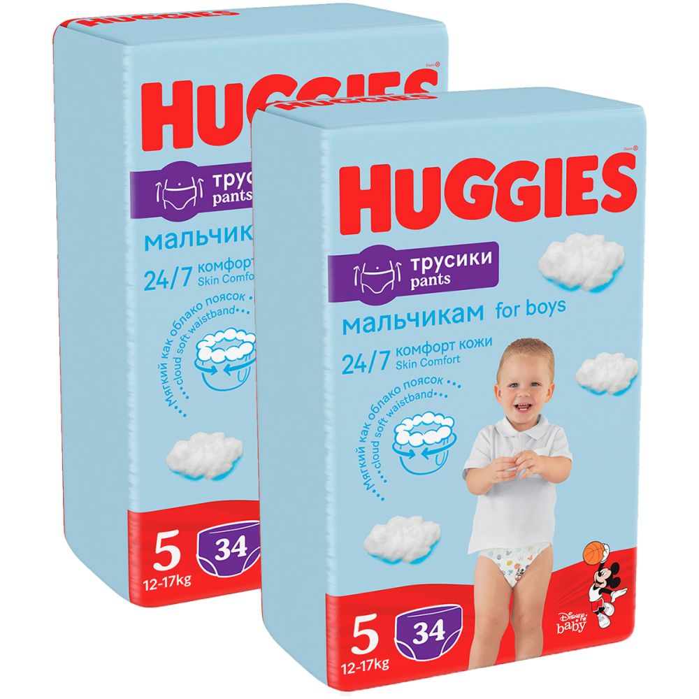 Памперси тип гащички Huggies Pants Jumbo, Размер 5, Boy, 12-17 кг, 68 бр.