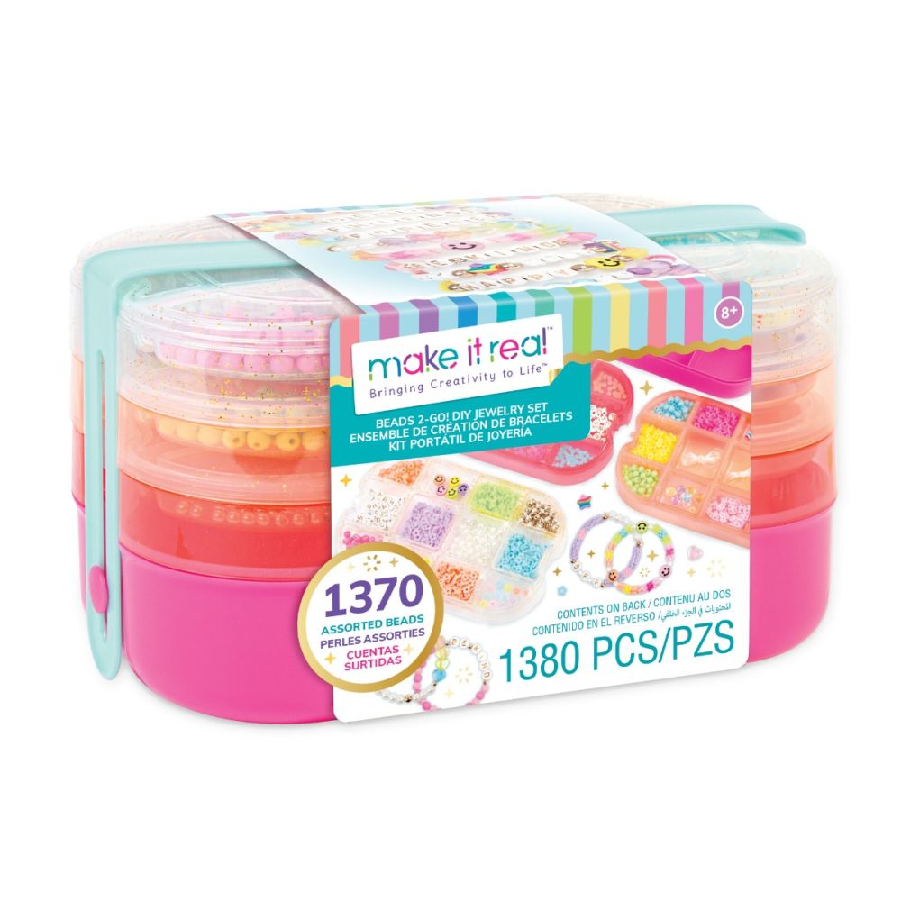 Комплект за създаване на гривни, Make It Real, Beads 2-Go, 1380 части