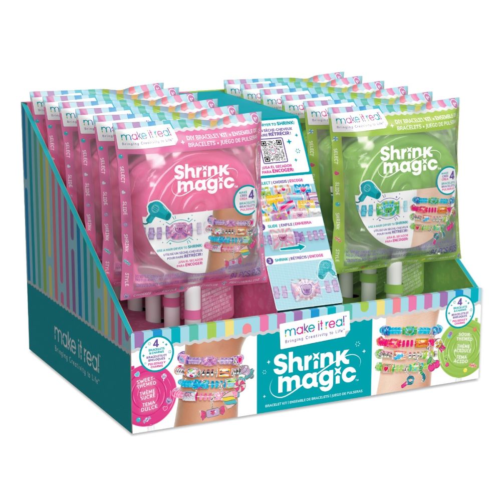 Комплект за създаване на 4 гривни, Make It Real, Shrink Magic Lollipop