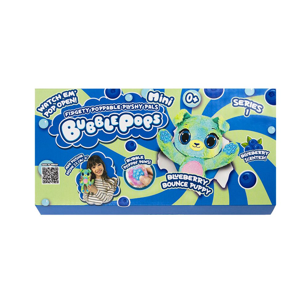 Ароматизирана мини плюшена играчка, Bubble Pops, S1, Blueberry Bounce Puppy, 23 см
