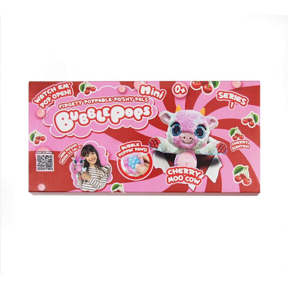 Ароматизирана мини плюшена играчка, Bubble Pops, S1, Cherry Moo Cow, 23 см