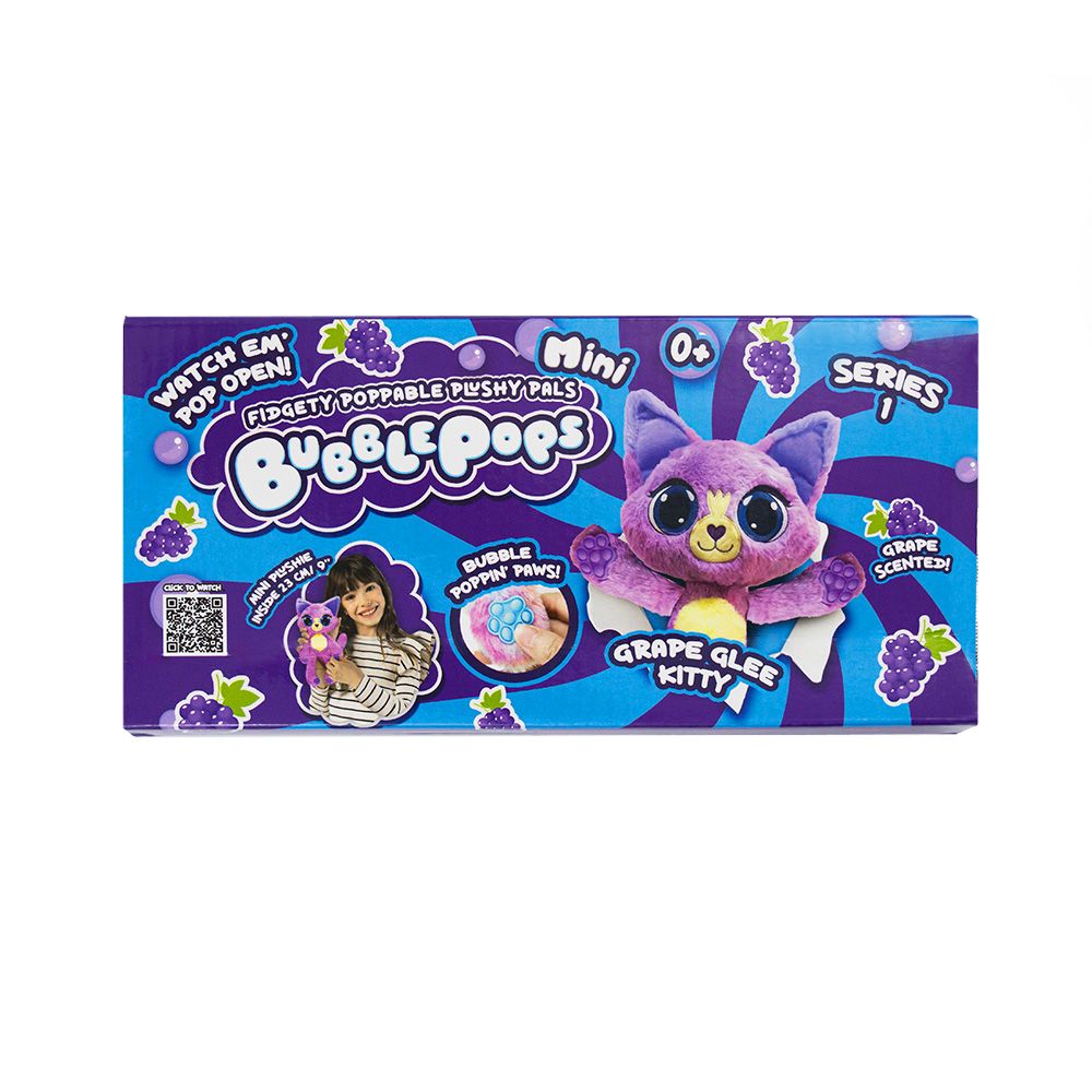 Ароматизирана мини плюшена играчка, Bubble Pops, S1, Grape Glee Kitty, 23 см
