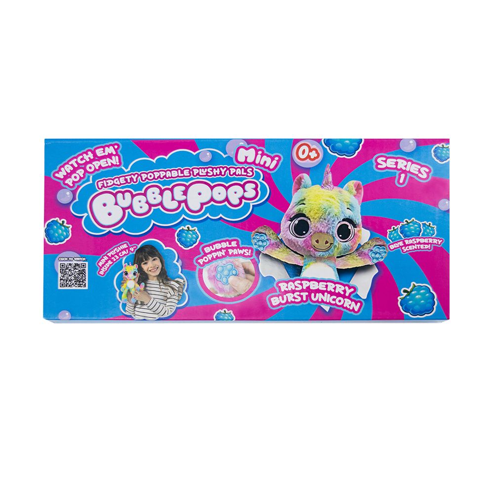 Ароматизирана мини плюшена играчка, Bubble Pops, S1, Raspberry Burst Unicorn, 23 см