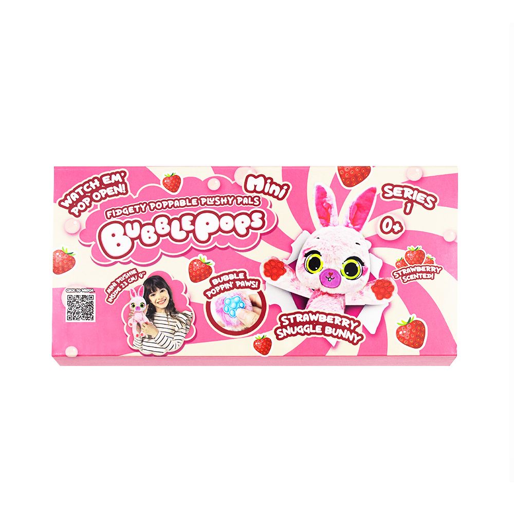 Ароматизирана мини плюшена играчка, Bubble Pops, S1, Strawberry Snuggle Bunny, 23 см