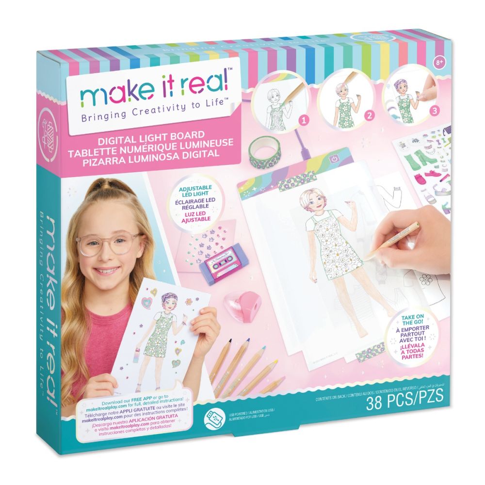 Дъска с LED светлина и шаблони, Make It Real, 38 части
