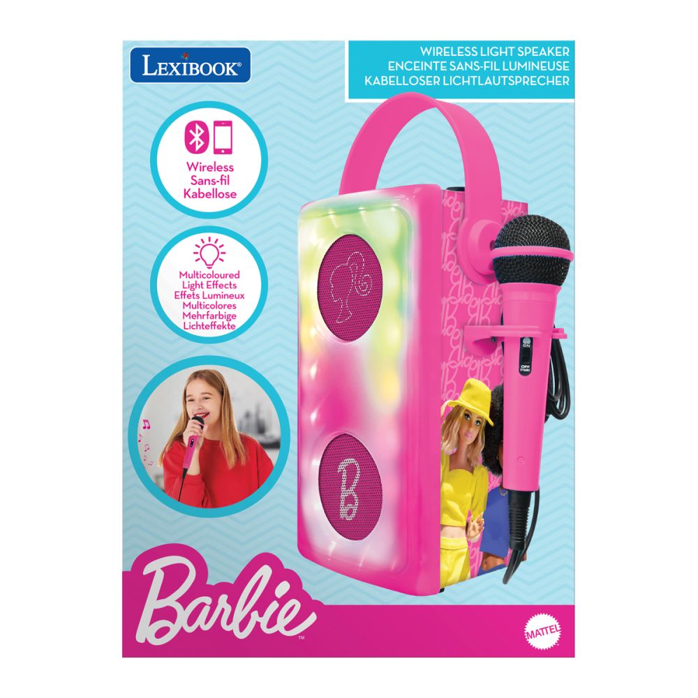 Безжична тонколона с микрофон и светлини, Lexibook, Barbie