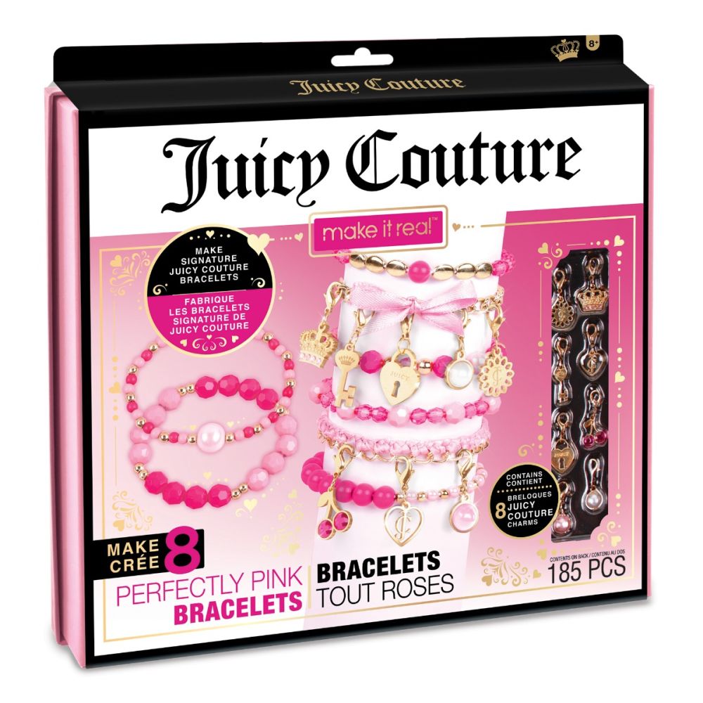 Комплект за създаване на гривни с висулки, Make It Real, Juicy Couture Perfectly Pink Bracelets, 185 части