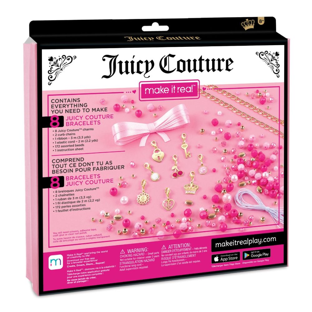 Комплект за създаване на гривни с висулки, Make It Real, Juicy Couture Perfectly Pink Bracelets, 185 части