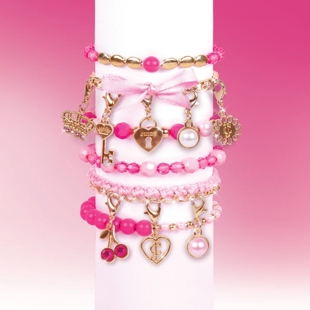 Комплект за създаване на гривни с висулки, Make It Real, Juicy Couture Perfectly Pink Bracelets, 185 части