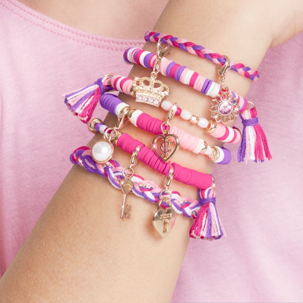 Комплект за създаване на плетени гривни Make It Real, Juicy Couture Glamour Stacks, 372 части