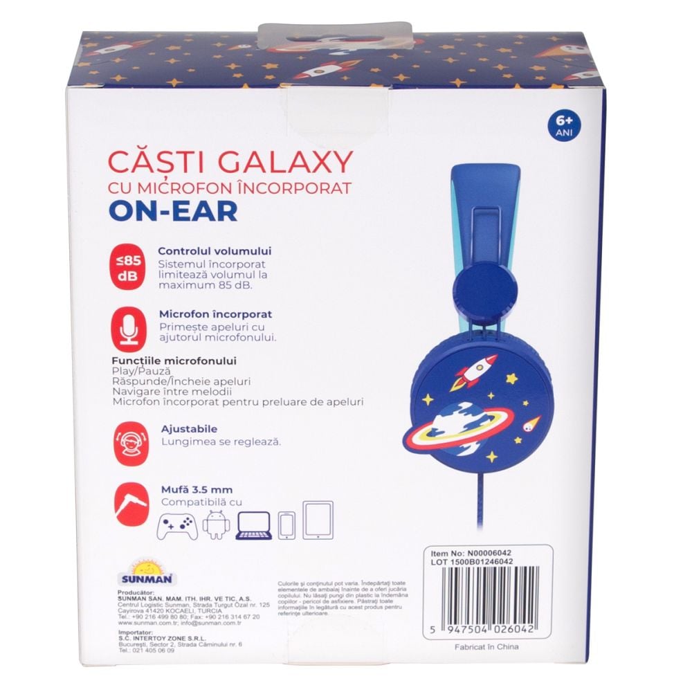 Аудио слушалки On-Ear с вграден микрофон, Noriel, Космос