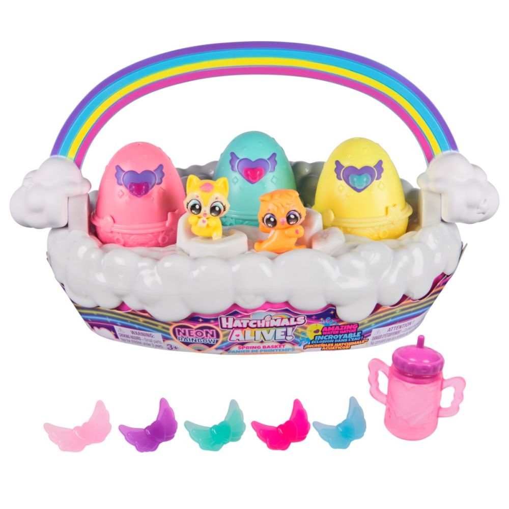Комплект фигурки в кошница, Hatchimals, Alive Neon Rainbow, 6072741