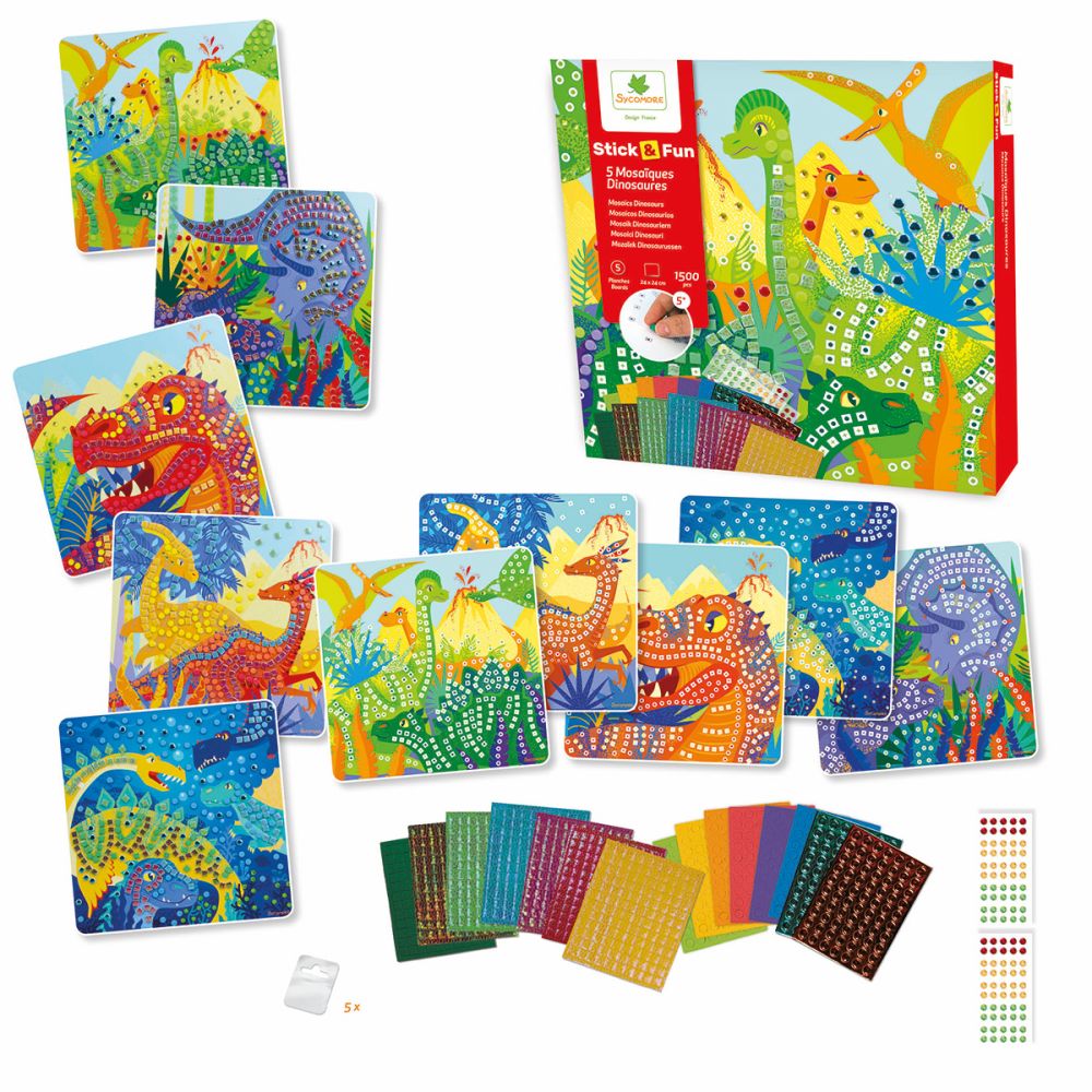 Творчески комплект, Sycomore Stick n Fun Mosaic, Динозаври