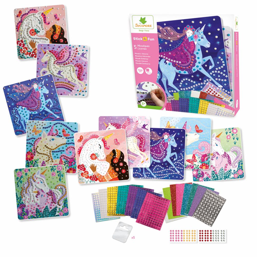 Творчески комплект, Sycomore Stick n Fun Mosaic, Еднорози