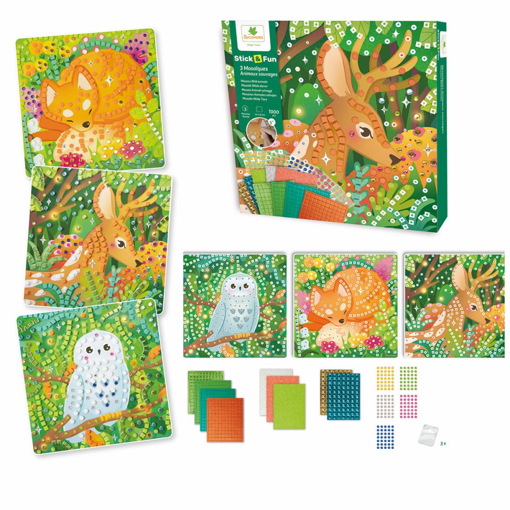 Творчески комплект, Sycomore Stick n Fun Mosaic, Диви животни