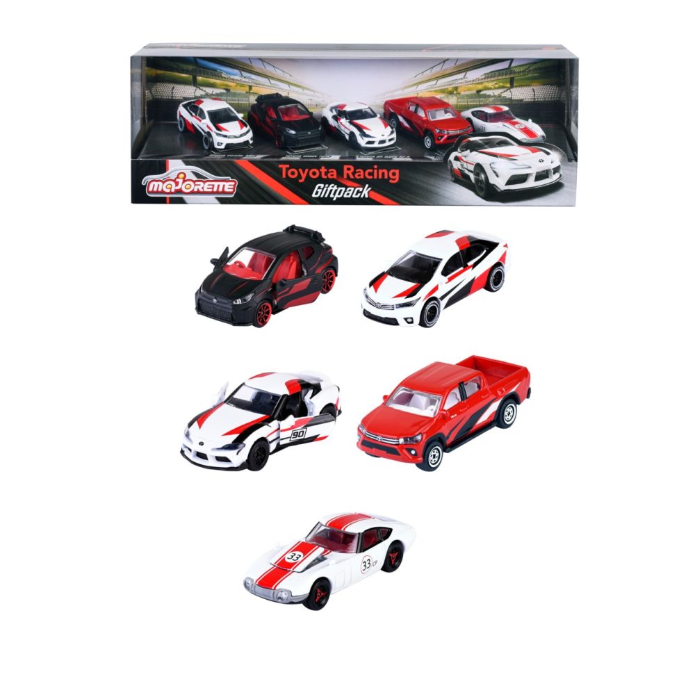 Комплект 5 метални колички, Majorette, Toyota Racing