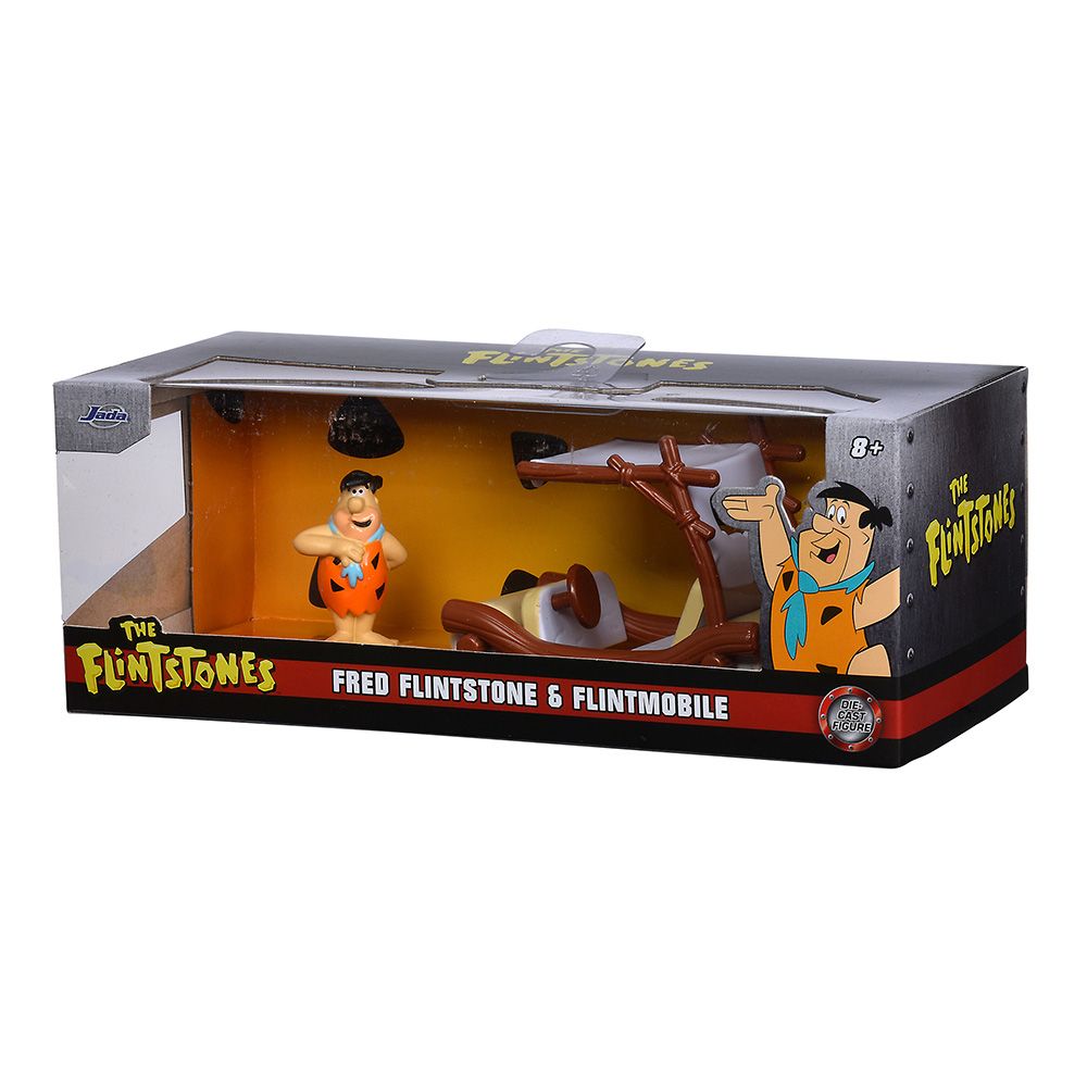 Комплект метална кола и фигурка, Jada, Fred Flintstone и Flintmobill 1:32