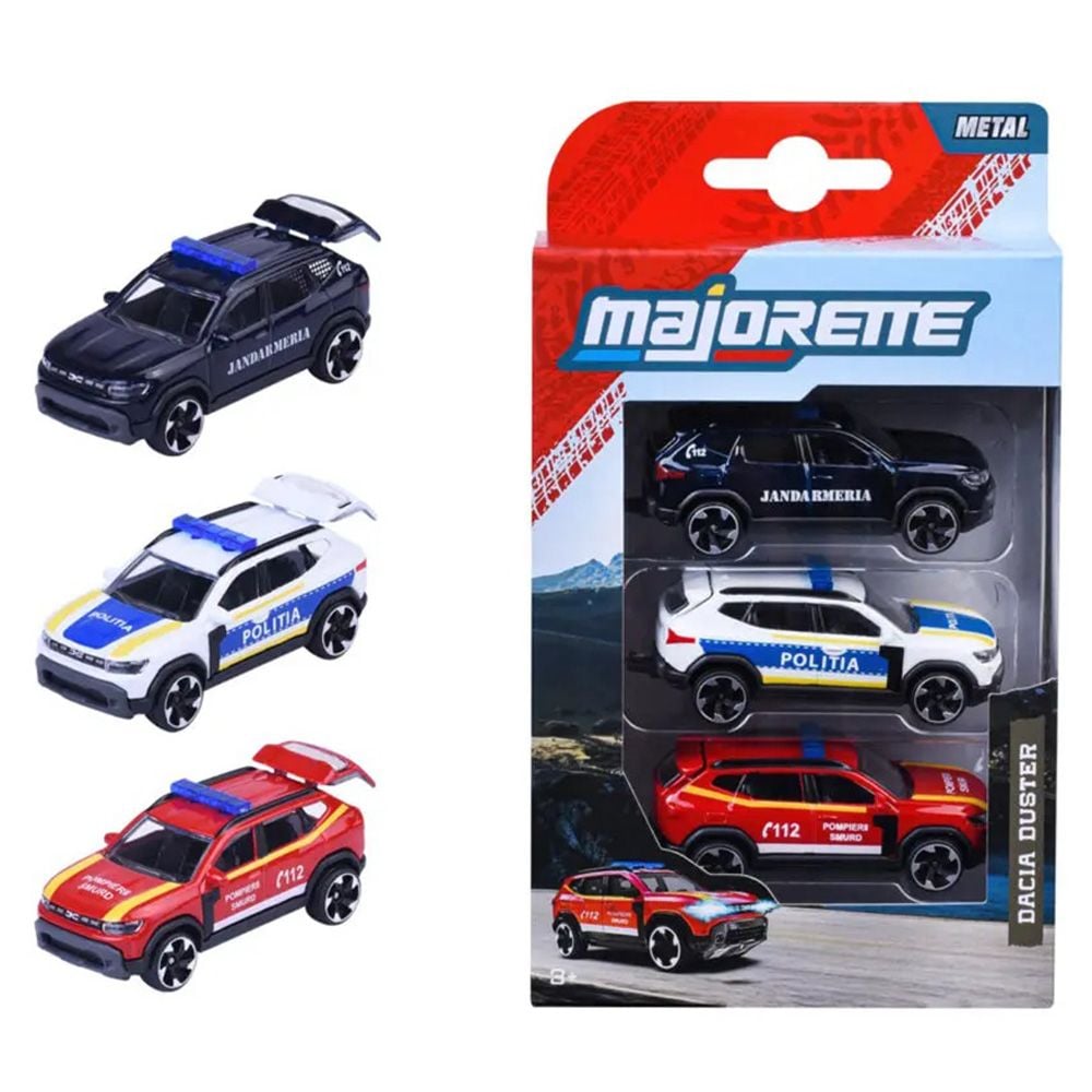 Комплект 3 метални колички, Majorette, Dacia Duster, 1:64