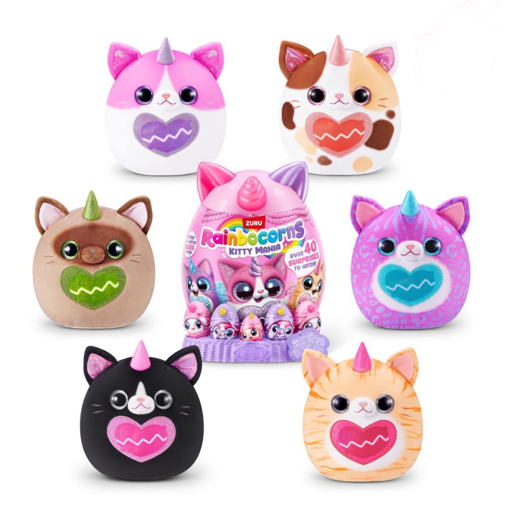 Плюшена играчка изненада, Rainbocorns, Eggzania Kitty Mania, 40 изненади