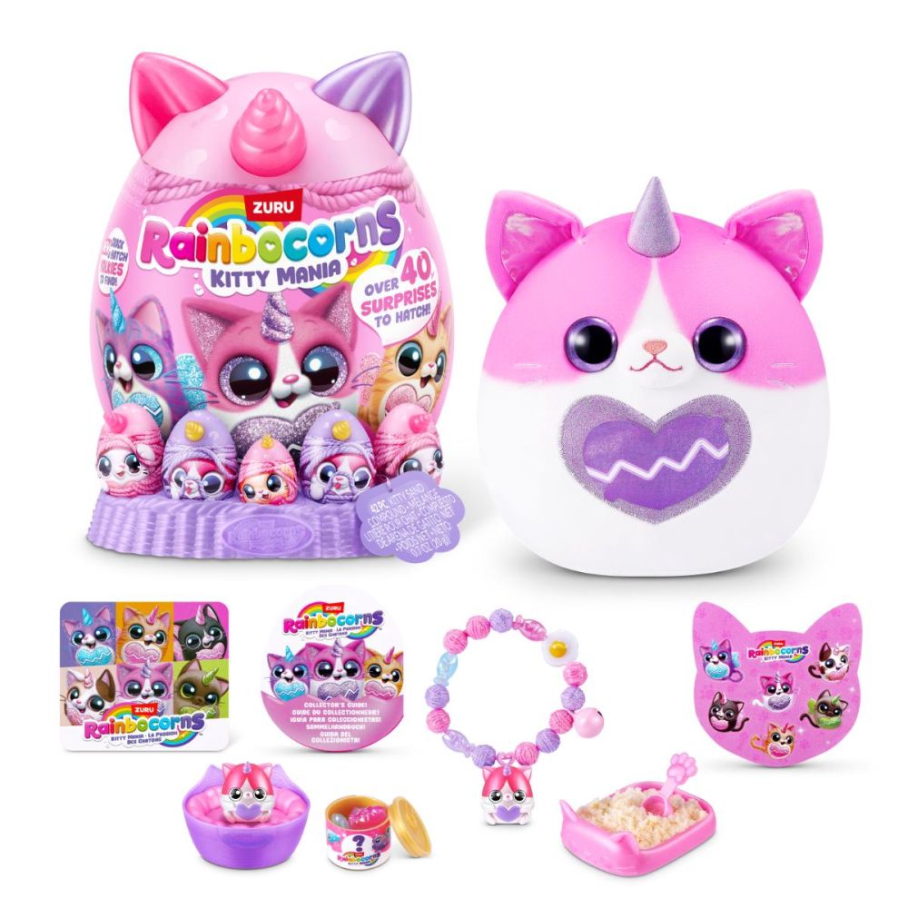 Плюшена играчка изненада, Rainbocorns, Eggzania Kitty Mania, 40 изненади