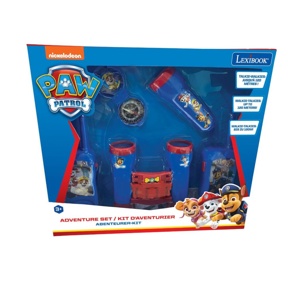 Комплект уоки-токита, бинокъл и компас, Lexibook, обхват на предаване 120 м, Paw Patrol