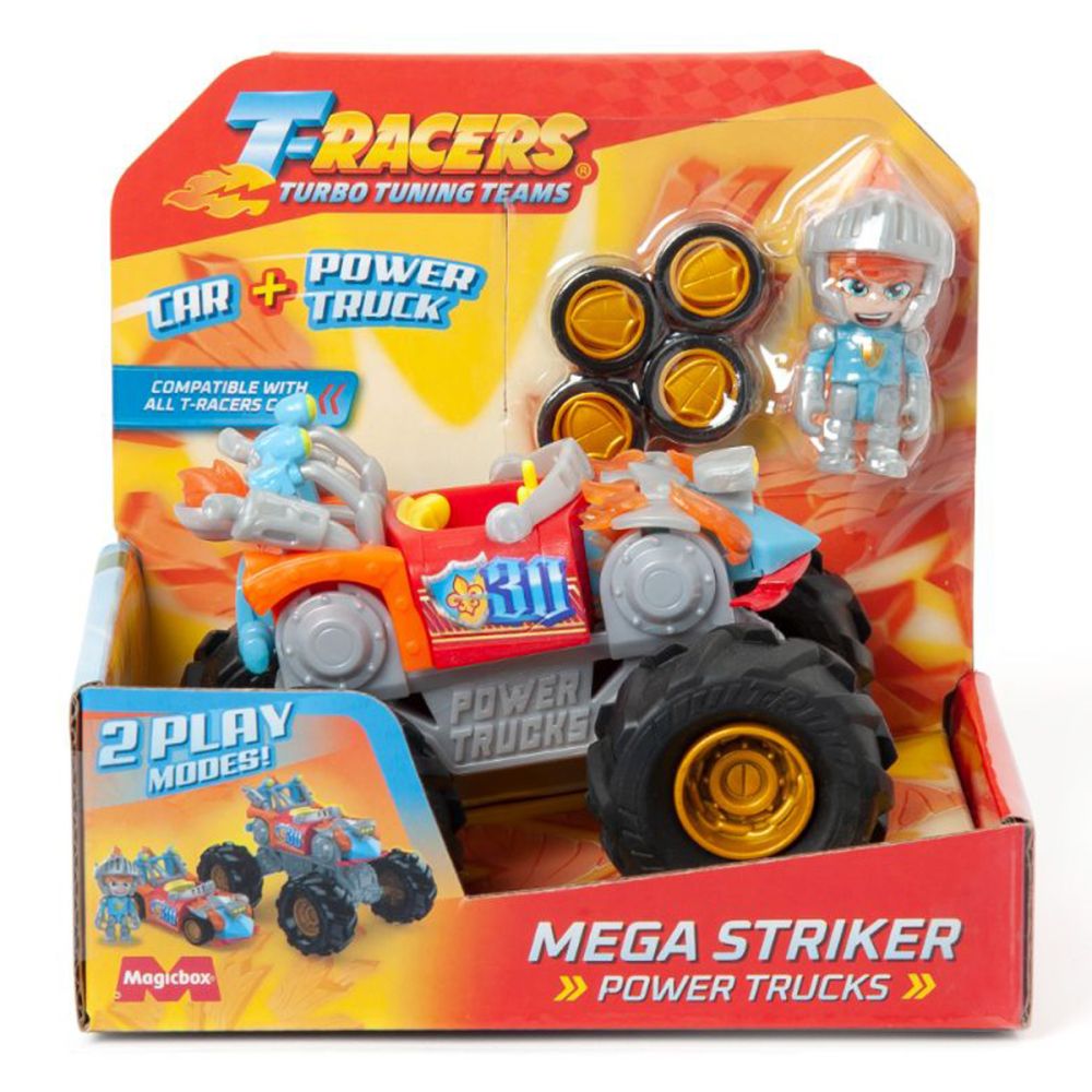 Комплект количка и фигурка, T-Racers, Power Trucks Mega Striker