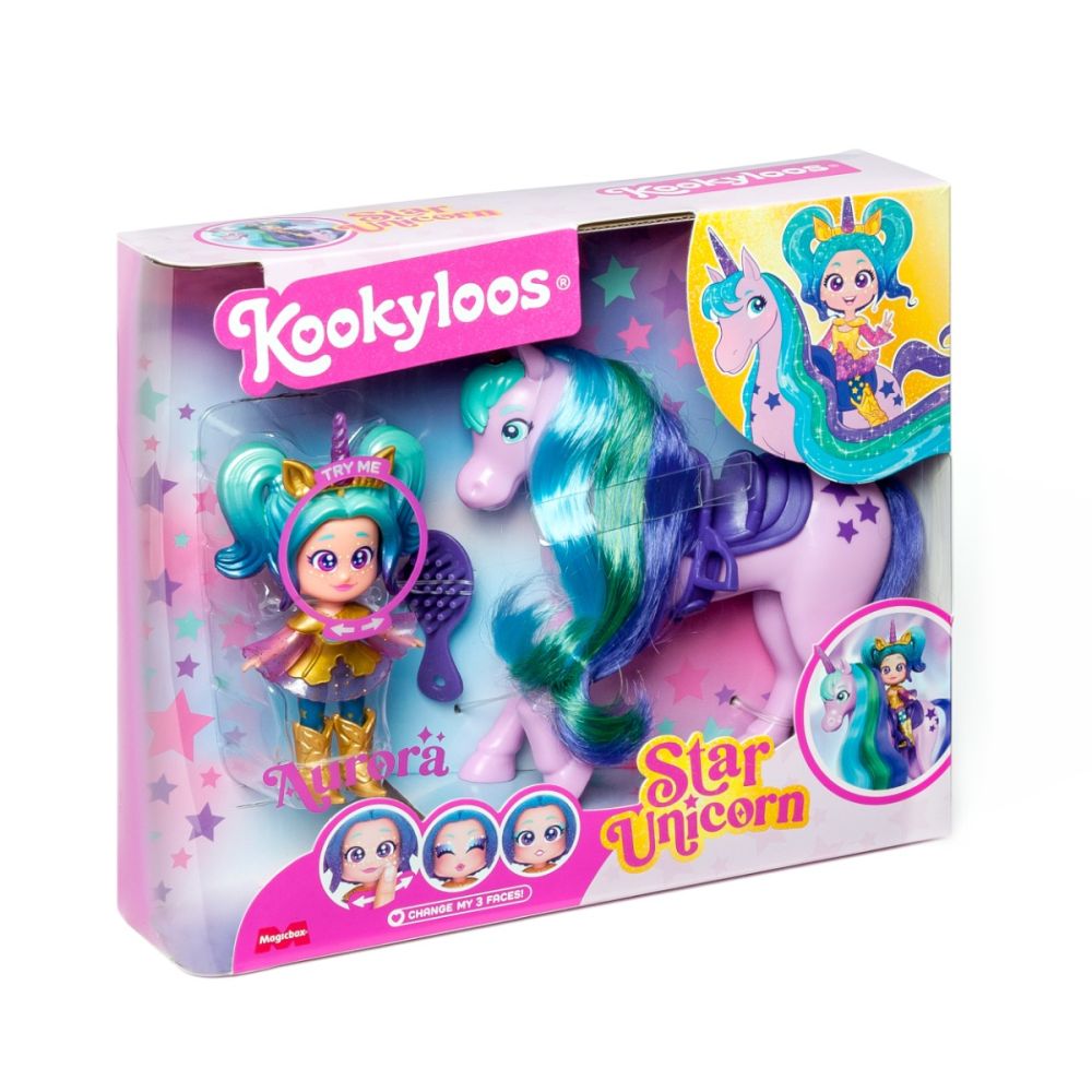 Комплект за игра с кукла Kookyloos, Aurora и Star Unicorn