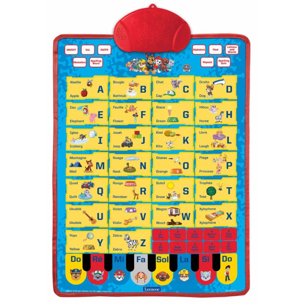 Интерактивен плакат, Lexibook, Английско-Френска Азбука, Paw Patrol