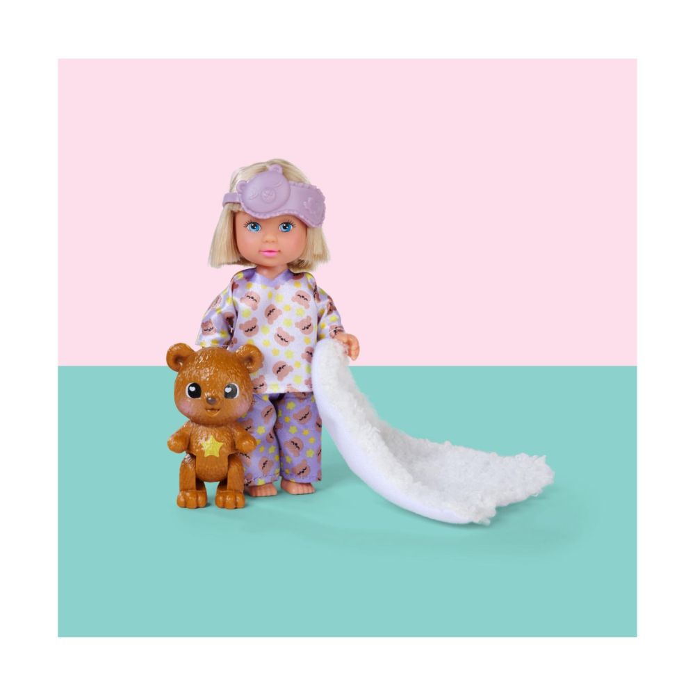 Комплект за игра кукла с креватче и мече, Evi Love, Teddy Bed