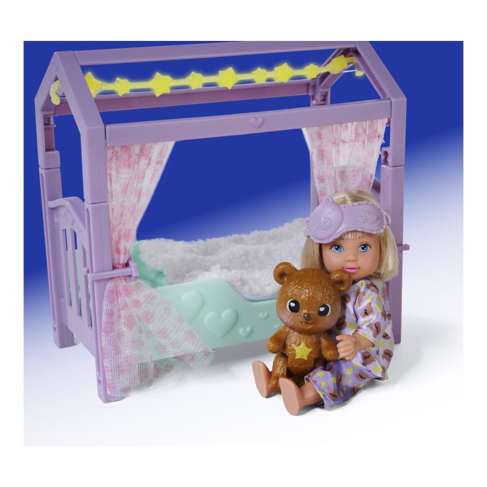 Комплект за игра кукла с креватче и мече, Evi Love, Teddy Bed