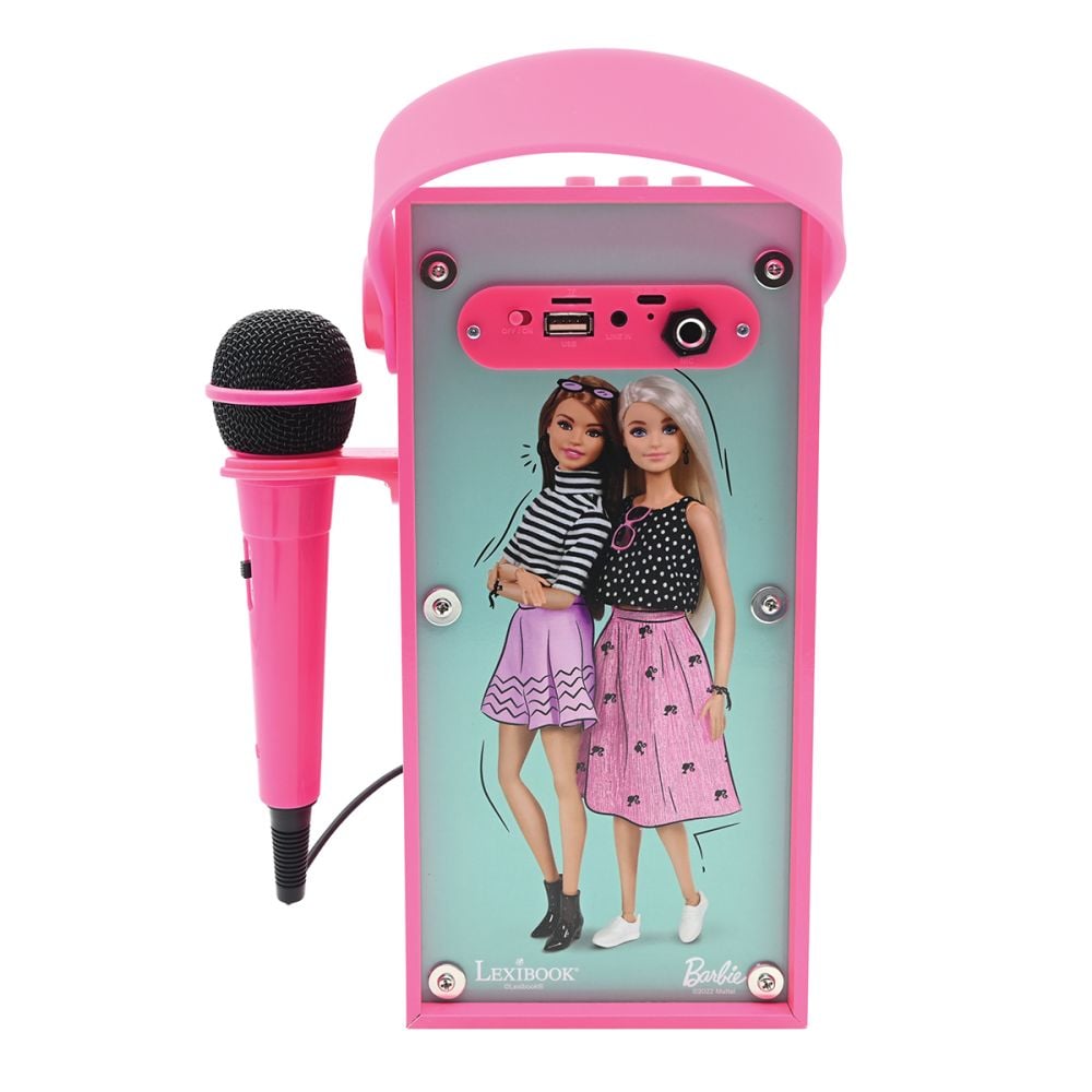 Преносима тонколонка с микрофон и светлинни ефекти, Lexibook, Barbie