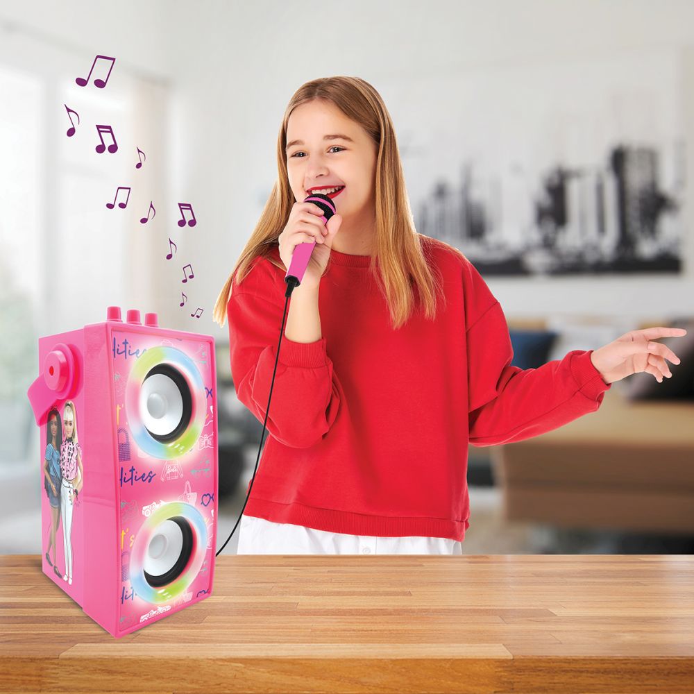 Преносима тонколонка с микрофон и светлинни ефекти, Lexibook, Barbie